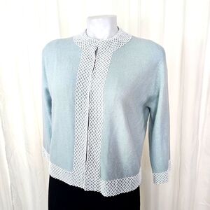 Vintage Lord & Taylor Sports & Country Clothes beaded cashmere sweater blue